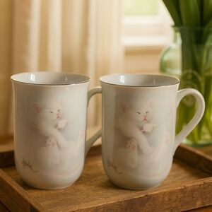 Vintage OTAGIRI Japan Cat Mugs by Harrison – Matching Pair – Cottagecore Gift